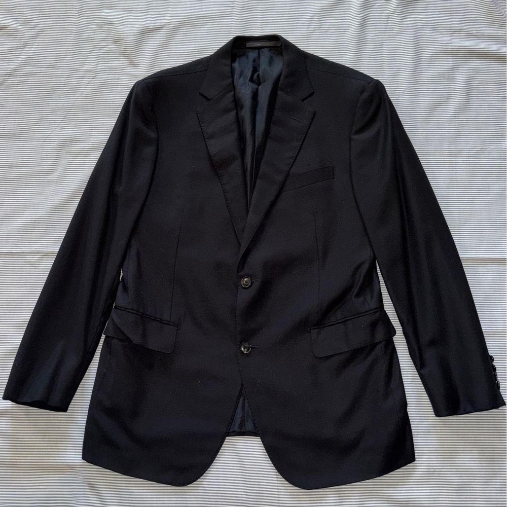 Pal Zileri Italian Wool Blazer Jacket Black 100% Wool Made in Italy Size 52 R